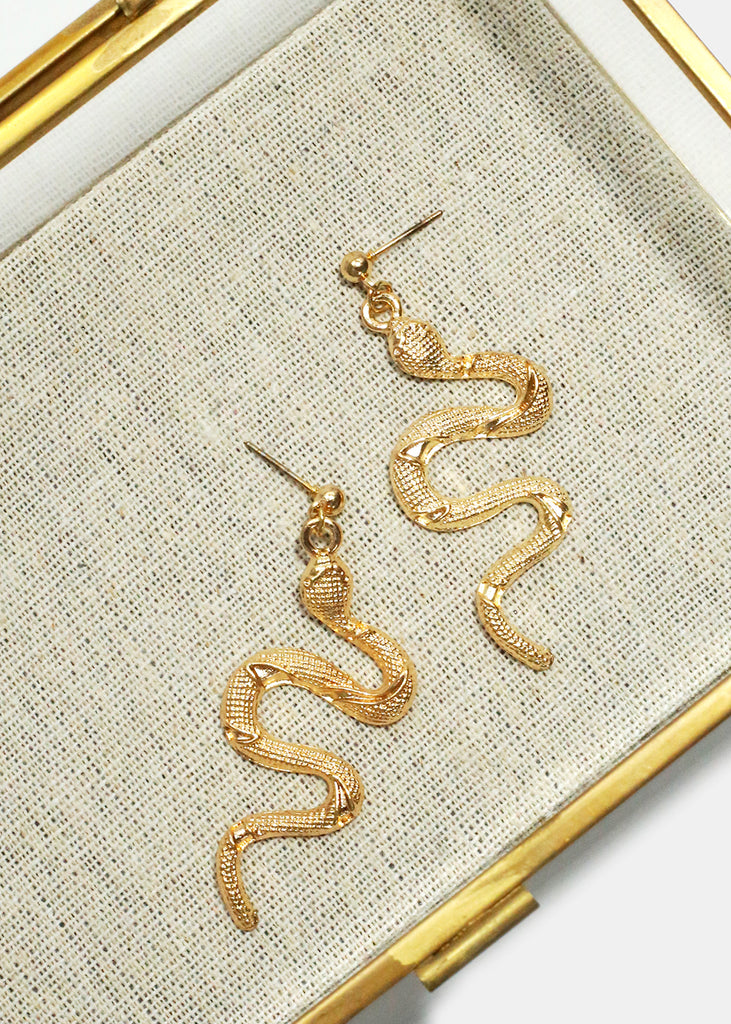 Textured Snake Earrings Gold JEWELRY - Shop Miss A