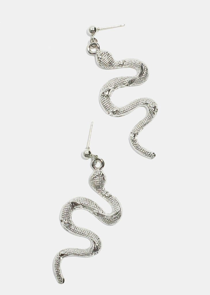 Textured Snake Earrings Silver JEWELRY - Shop Miss A