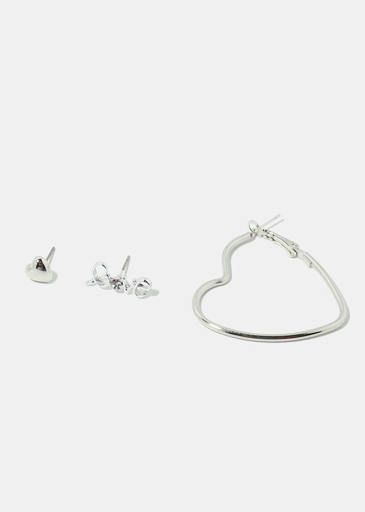 3-Pair Love Earrings Set  JEWELRY - Shop Miss A