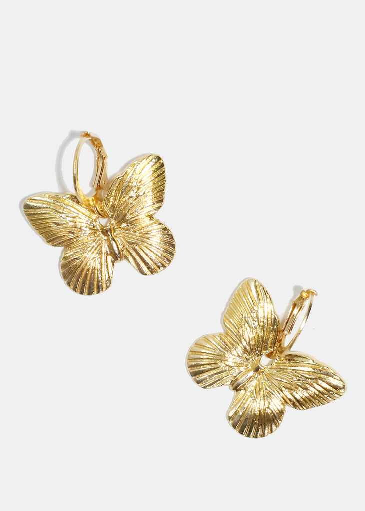 Metal Butterfly Earrings Gold JEWELRY - Shop Miss A