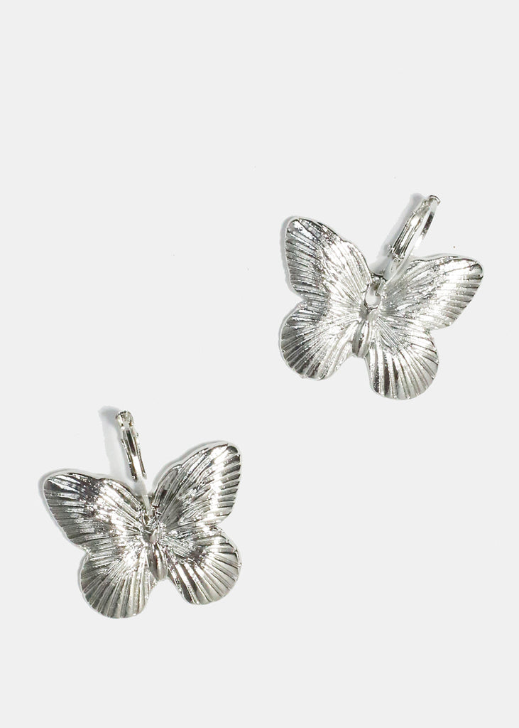 Metal Butterfly Earrings Silver JEWELRY - Shop Miss A