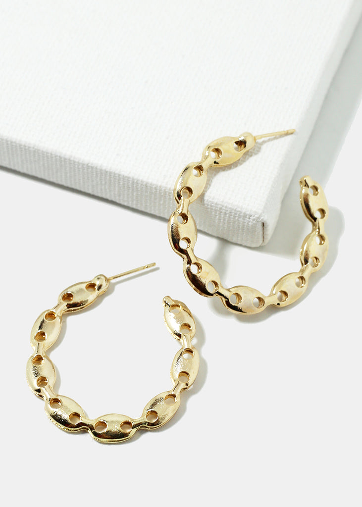 Small Linked Chain Hoop Earrings Gold JEWELRY - Shop Miss A