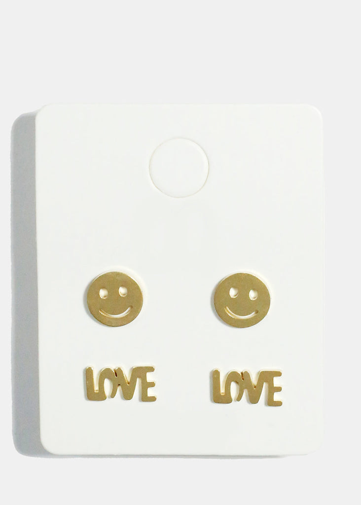 Love and Smile Stud Earrings Gold JEWELRY - Shop Miss A