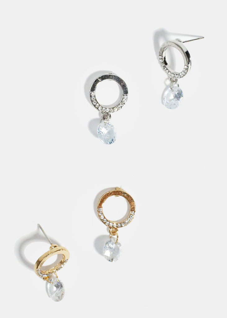 Rhinestone Circle Stud Earrings  JEWELRY - Shop Miss A