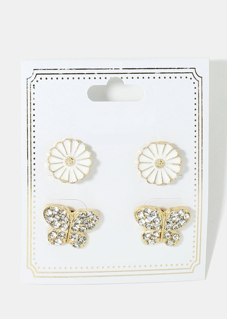 Spring Flower Earrings Set White JEWELRY - Shop Miss A