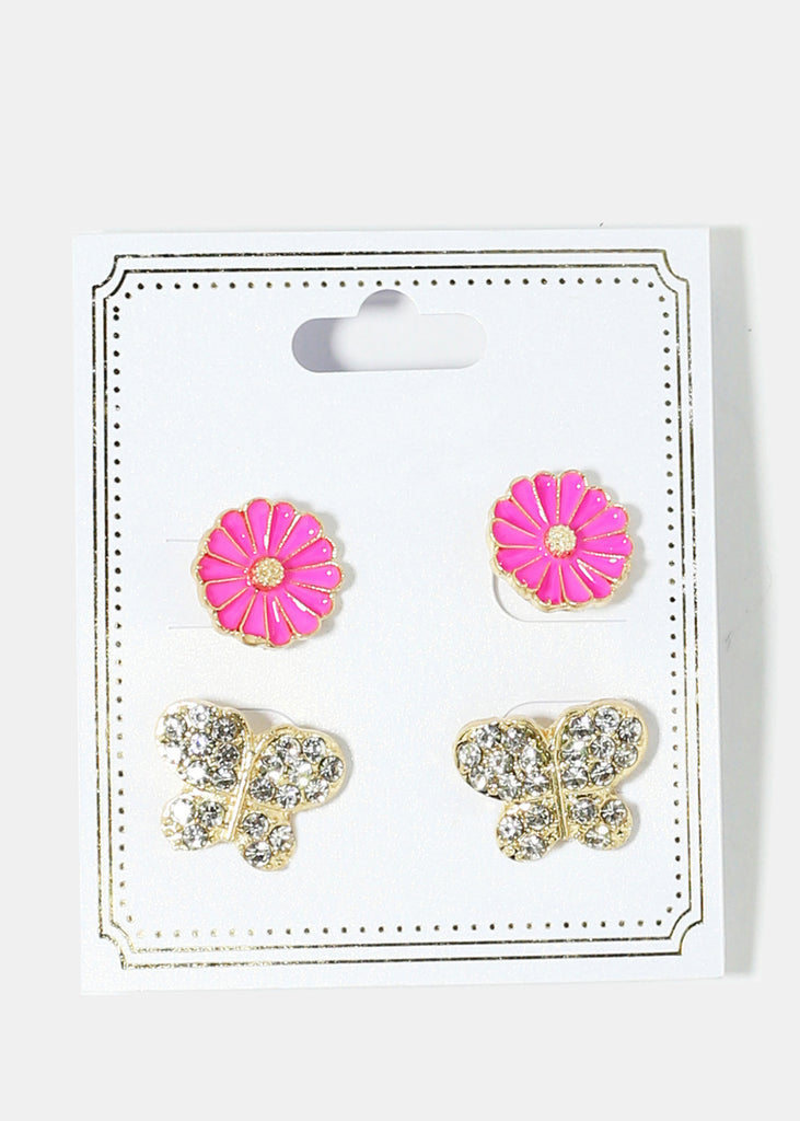 Spring Flower Earrings Set Pink JEWELRY - Shop Miss A