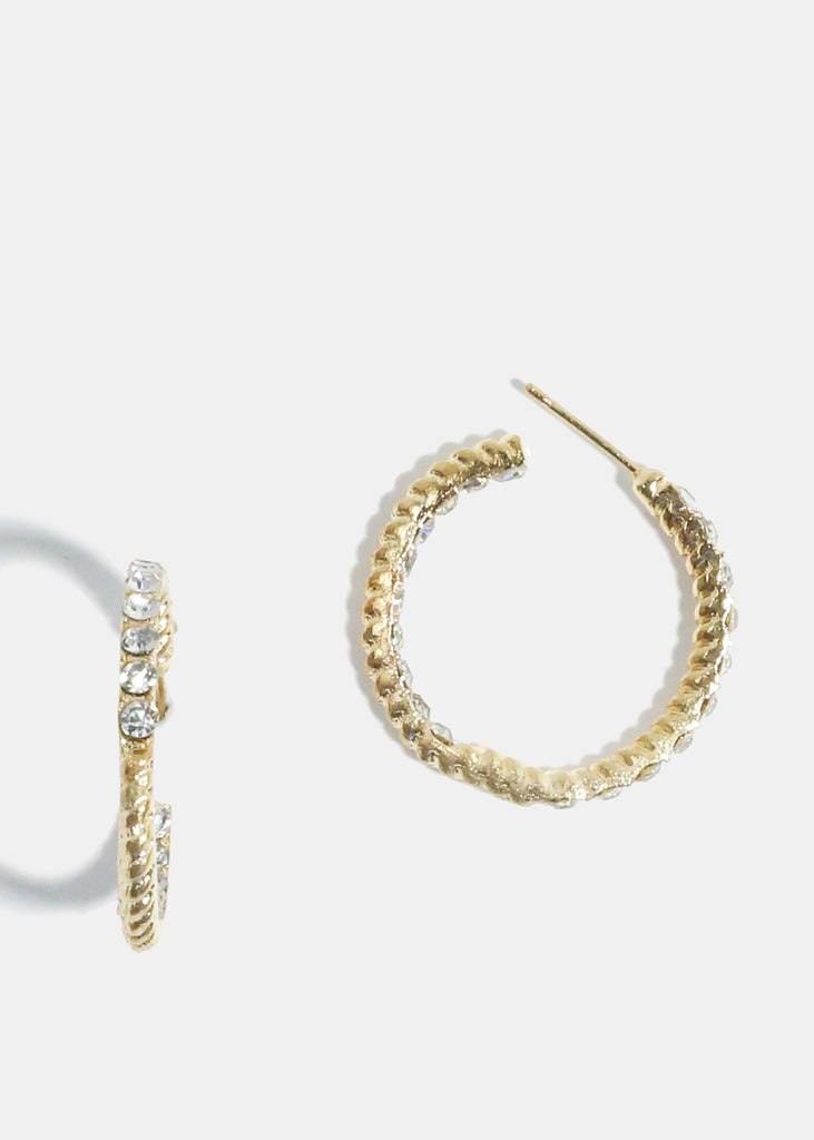 Sparkly Ridged Hoop Earrings Gold JEWELRY - Shop Miss A