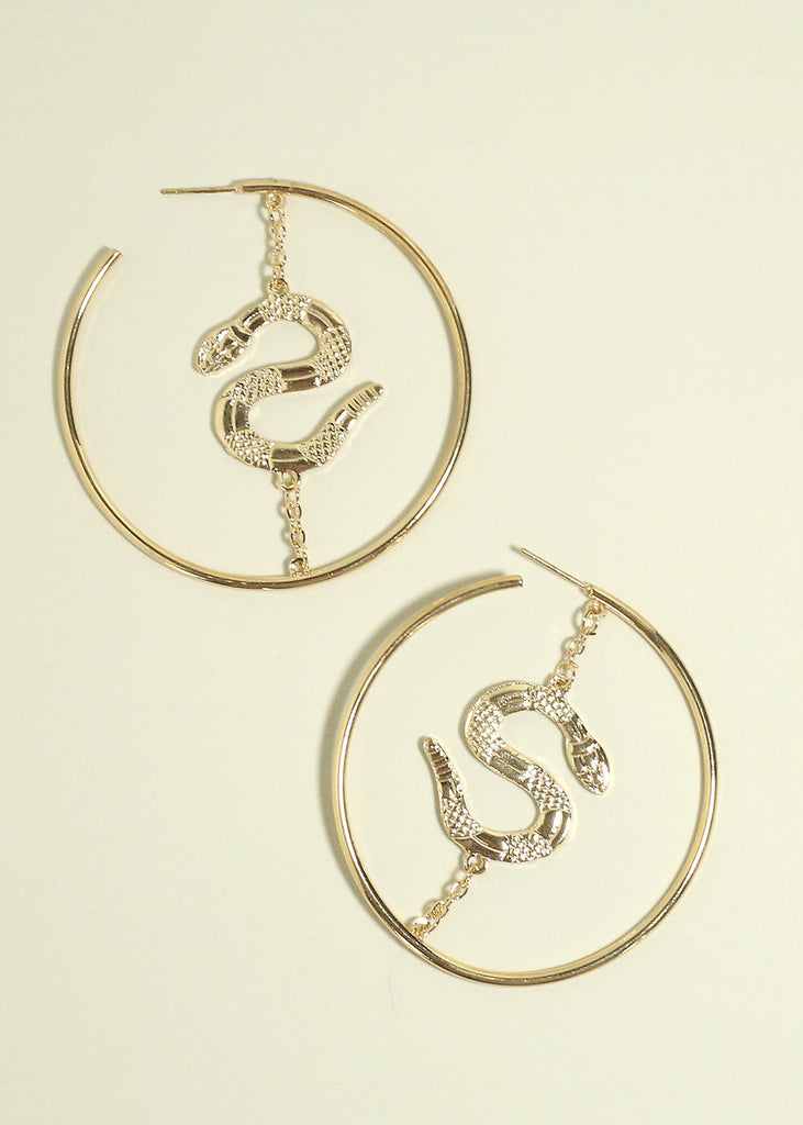 Snake in Chain Hoop Earrings Gold JEWELRY - Shop Miss A