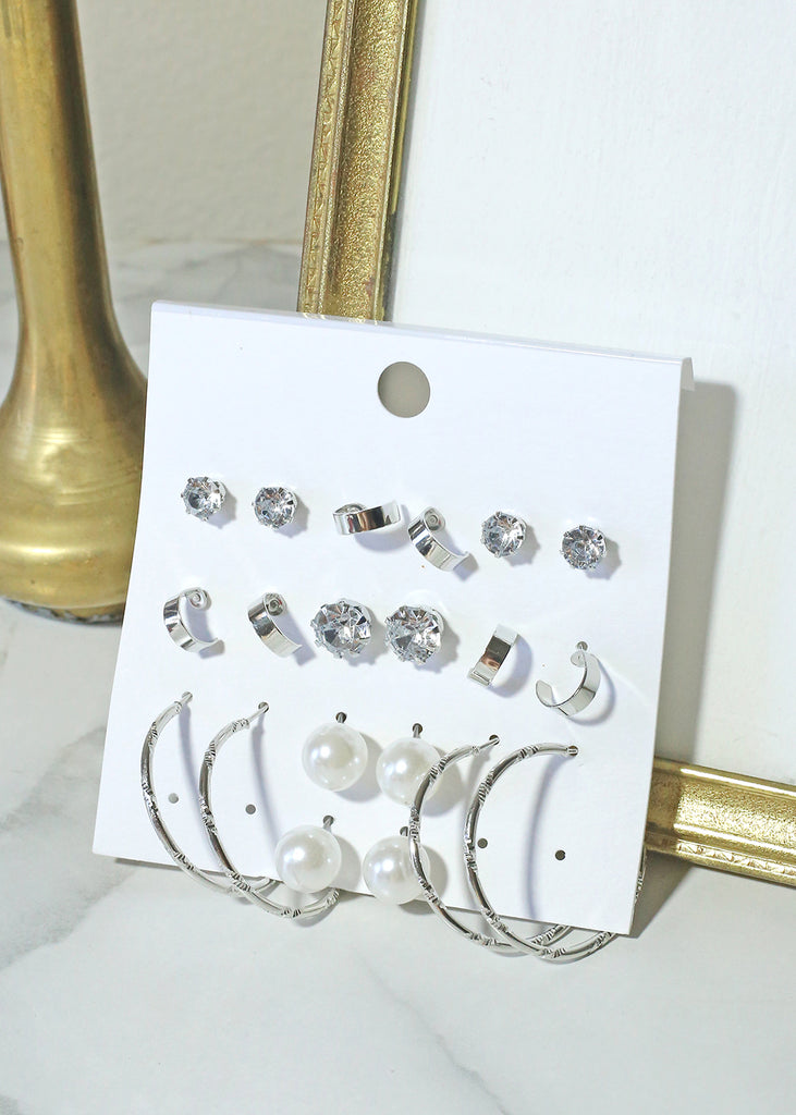 10-Pair Stud & Hoop Earrings Silver JEWELRY - Shop Miss A