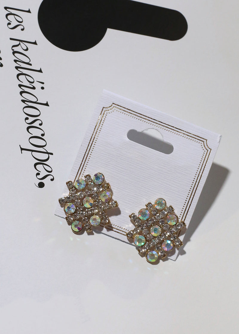 Rhinestone-Studded Pound Earrings Gold JEWELRY - Shop Miss A