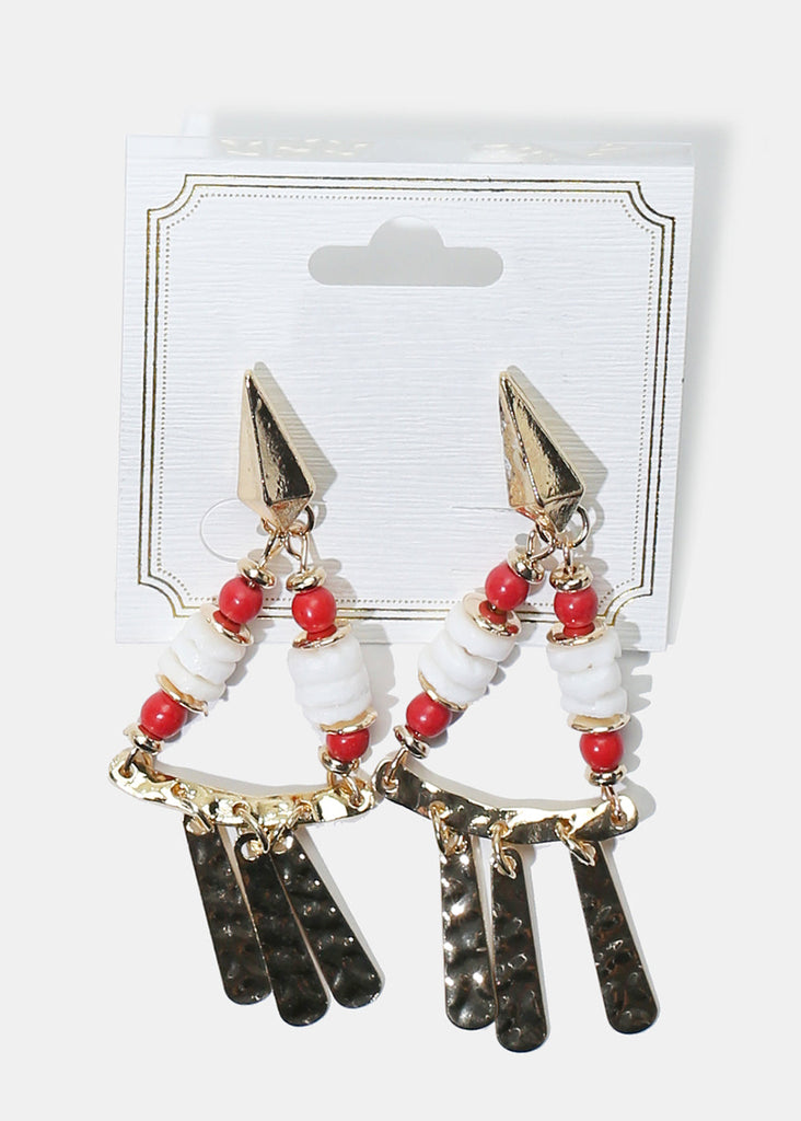 Colorful Dangle Earrings Red JEWELRY - Shop Miss A