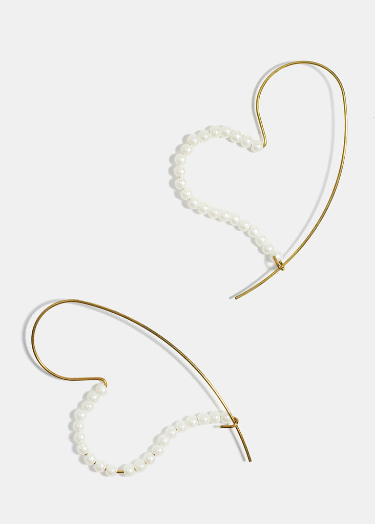 Half Pearl Studded Heart Earrings  JEWELRY - Shop Miss A