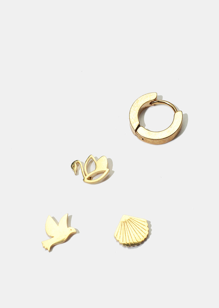 4-Piece Bird & Shell Stud Earrings JEWELRY - Shop Miss A