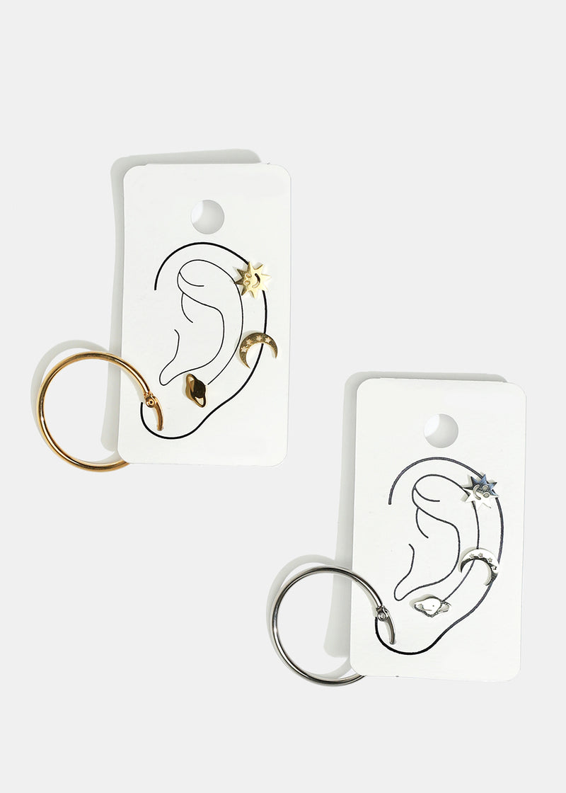 4-Pair Space Design Stud Earrings & Hoop  JEWELRY - Shop Miss A