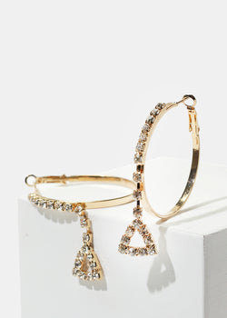 Rhinestone Triangle & Hoop Earrings  JEWELRY - Shop Miss A