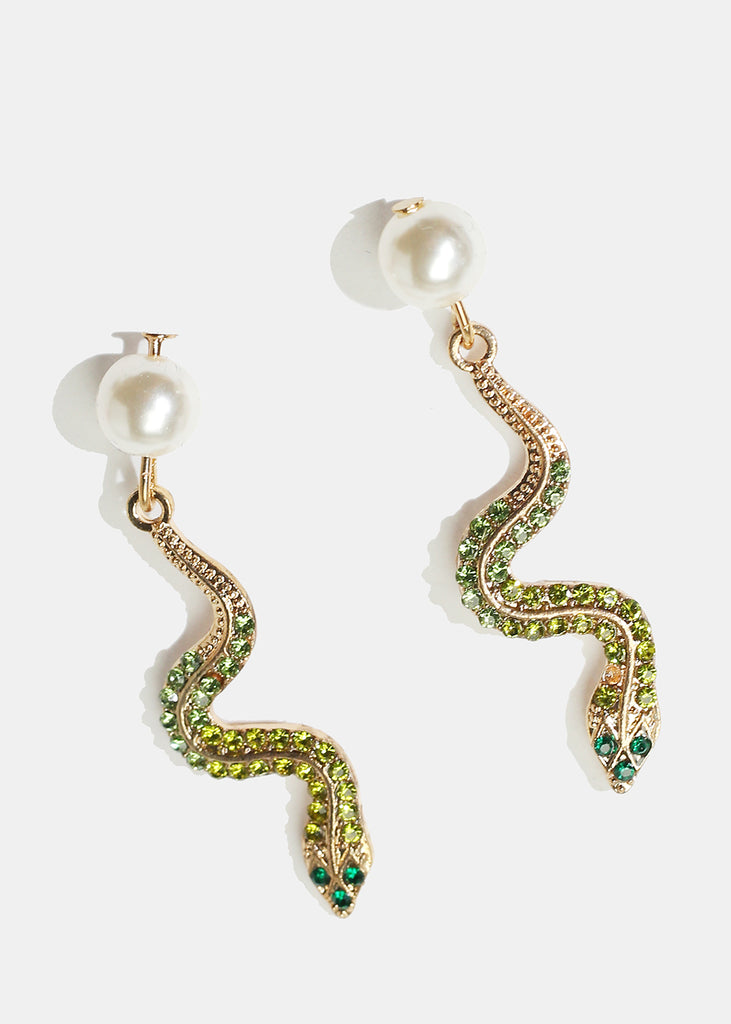 Rhinestone & Pearl Snake Earrings  JEWELRY - Shop Miss A