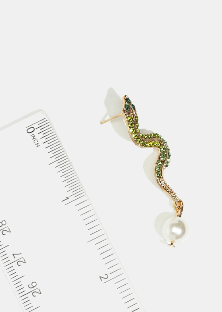 Rhinestone & Pearl Snake Earrings  JEWELRY - Shop Miss A