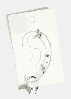 4-Piece Insect & Moon Earrings Silver JEWELRY - Shop Miss A