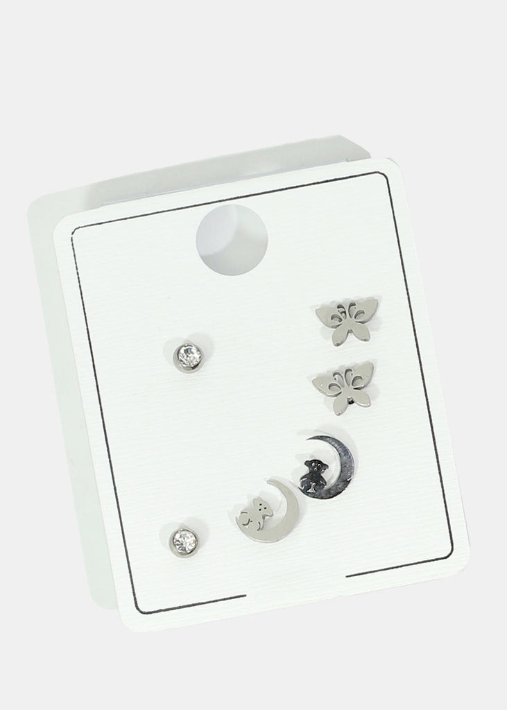 3-Pair Stud Earring Set Silver SALE - Shop Miss A