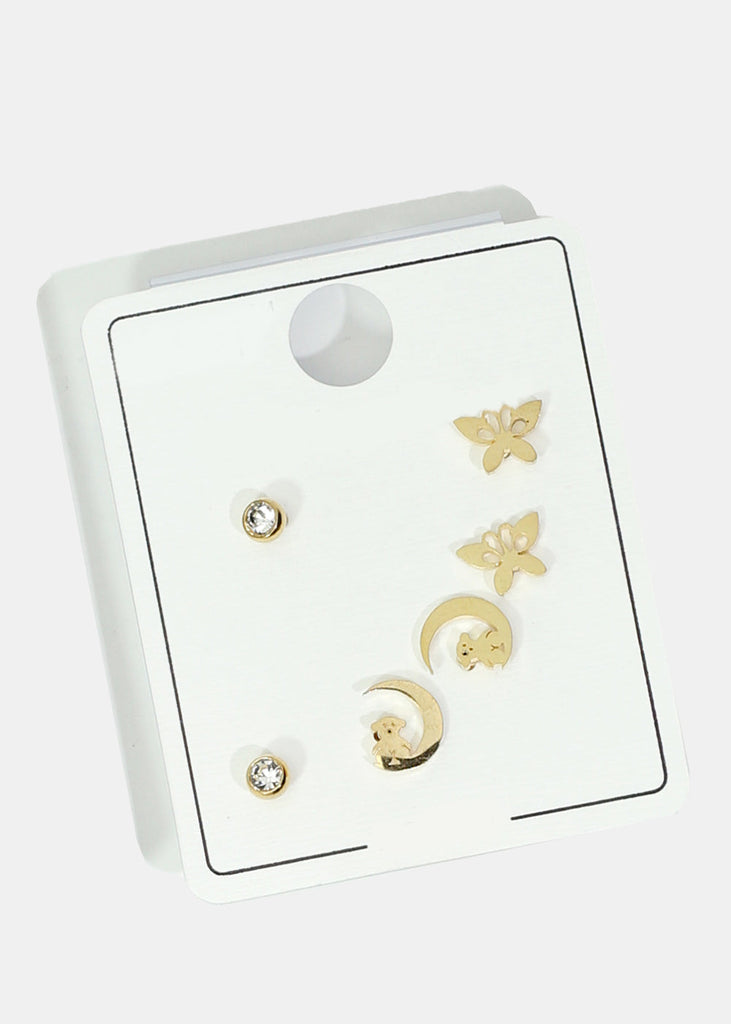 3-Pair Stud Earring Set Gold SALE - Shop Miss A