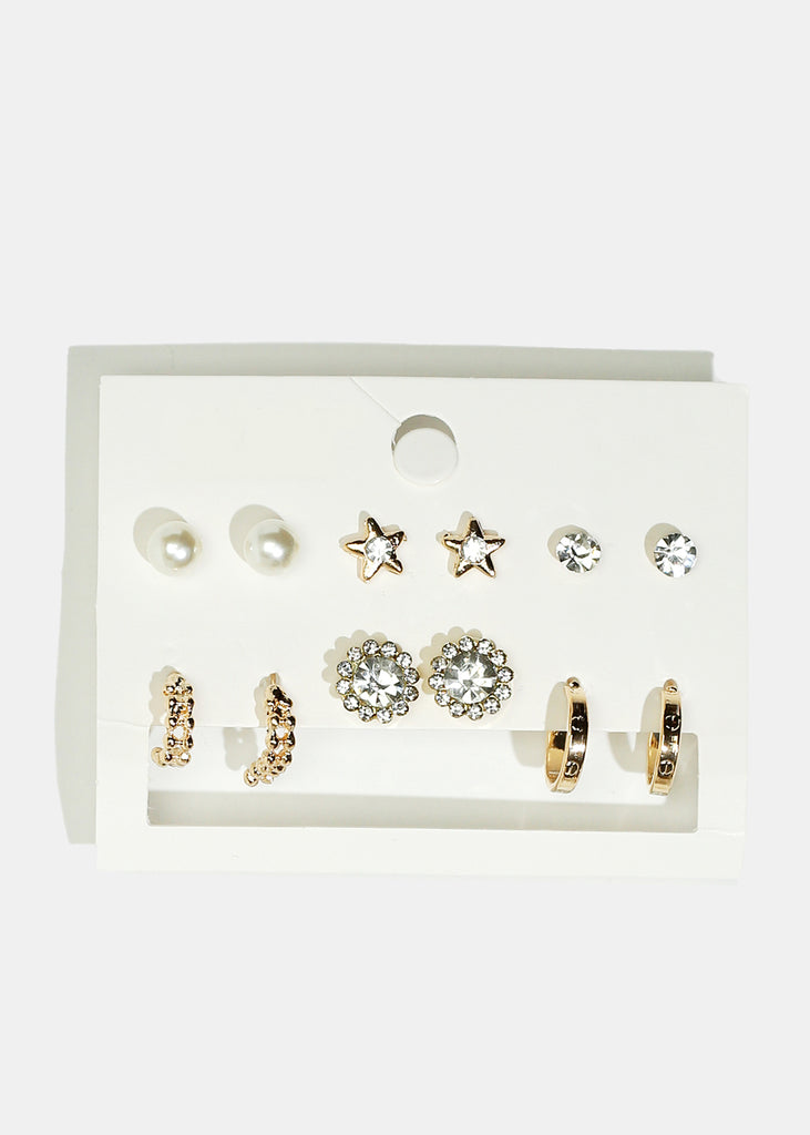 6-Pair Fashion Earrings Gold JEWELRY - Shop Miss A