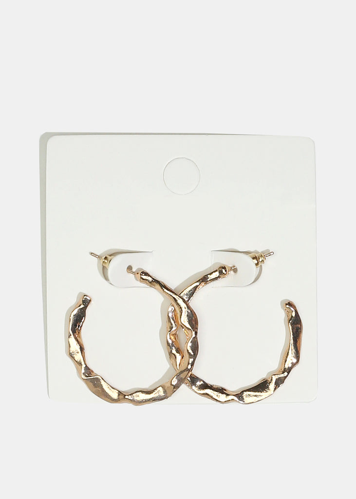 Hammered Hoop Earrings Gold JEWELRY - Shop Miss A