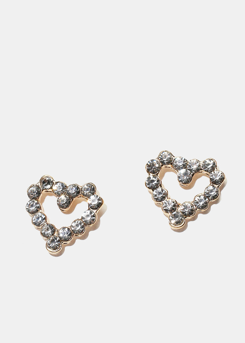 Rhinestone-Studded Heart Stud Earrings  JEWELRY - Shop Miss A