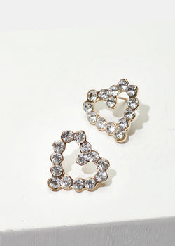 Rhinestone-Studded Heart Stud Earrings  JEWELRY - Shop Miss A