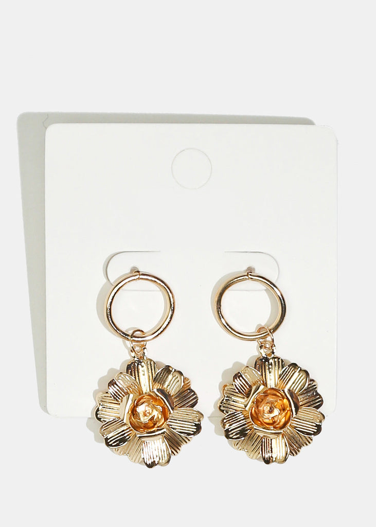 Metal Flower Dangle Earrings Gold JEWELRY - Shop Miss A