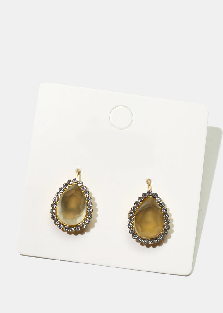 Rhinestone-Studded Teardrop Gemstone Earrings Clear JEWELRY - Shop Miss A