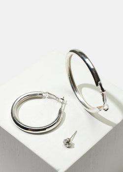 3-Pair Silver Stud & Hoop Earrings  JEWELRY - Shop Miss A