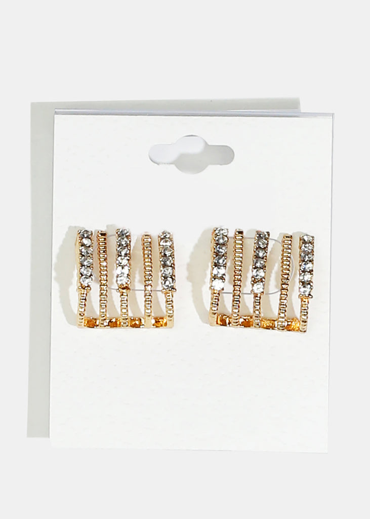 Sparkly Curved Stud Earrings Gold JEWELRY - Shop Miss A