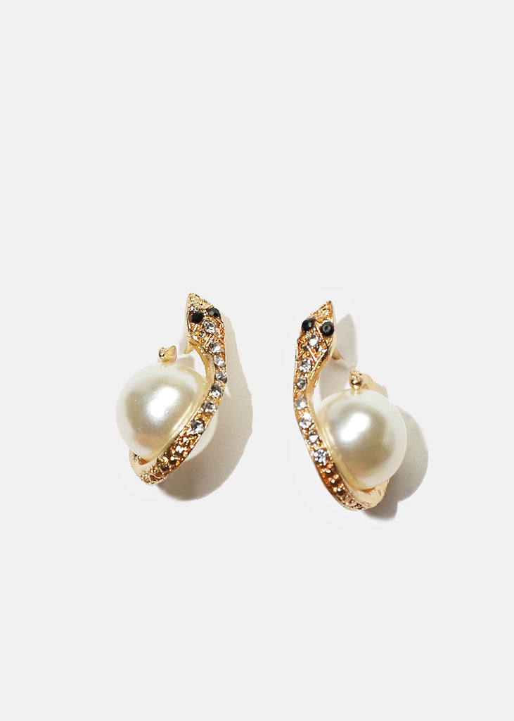 Sparkly Snake & Pearl Stud Earrings  JEWELRY - Shop Miss A