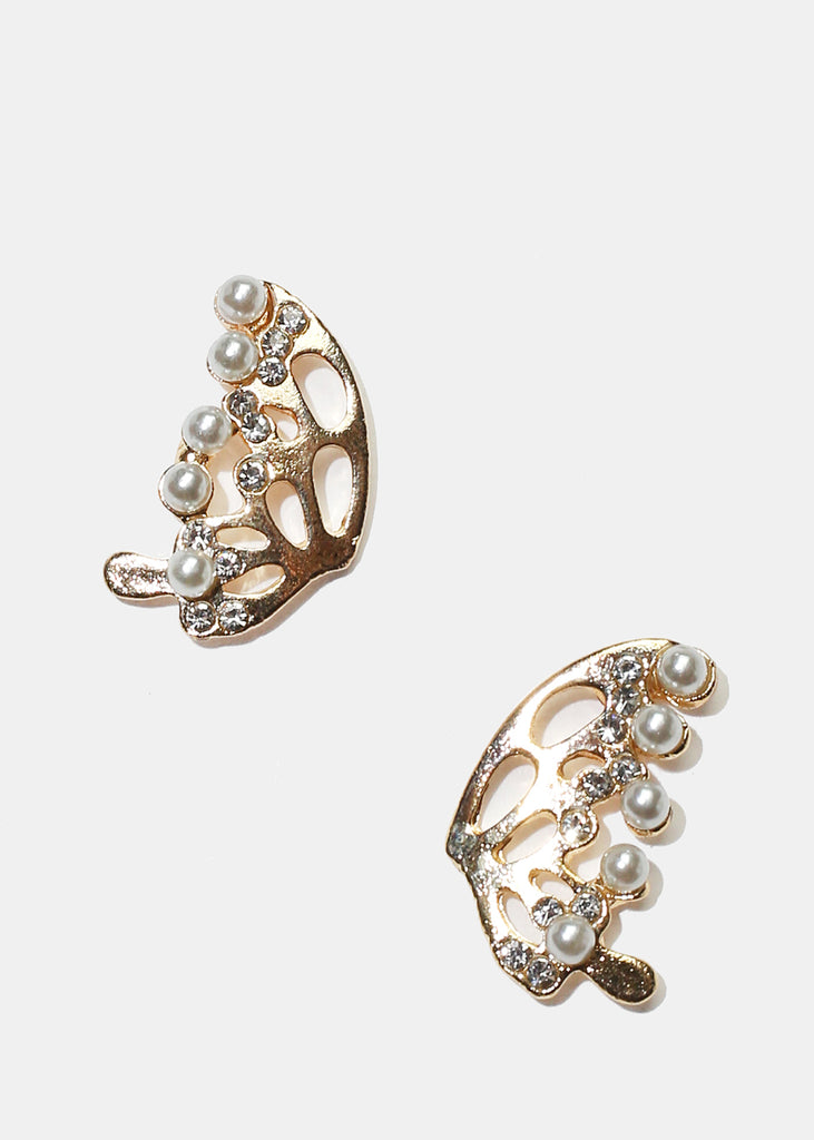Pearl & Rhinestone Butterfly Wings Earrings  JEWELRY - Shop Miss A