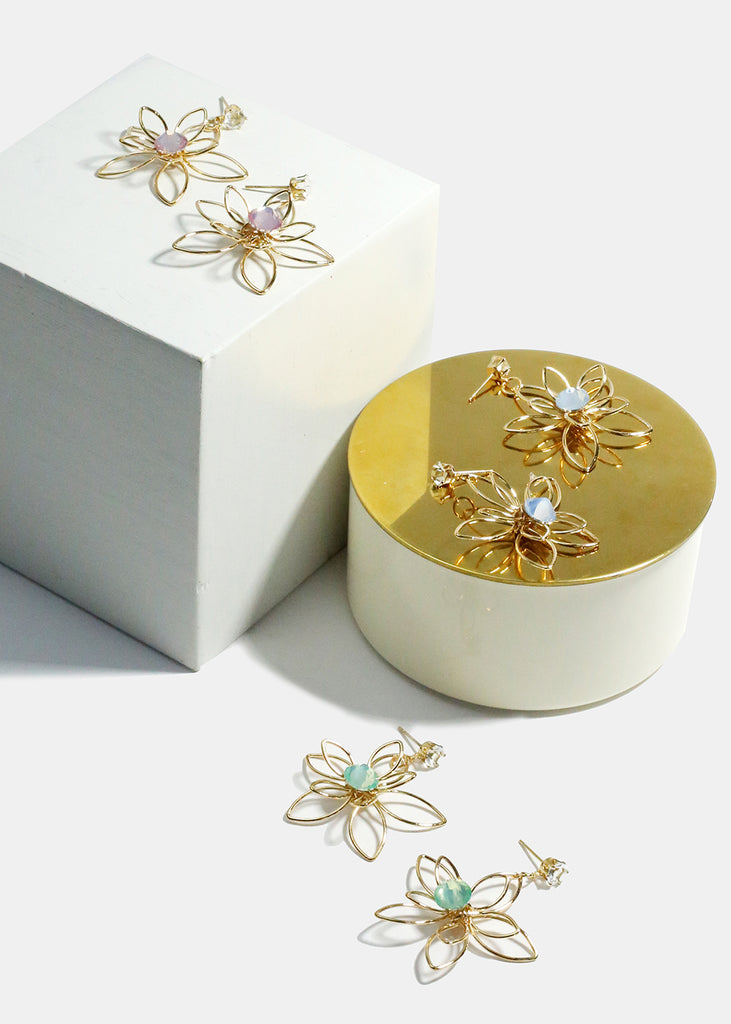Gemstone Flower Earrings  JEWELRY - Shop Miss A