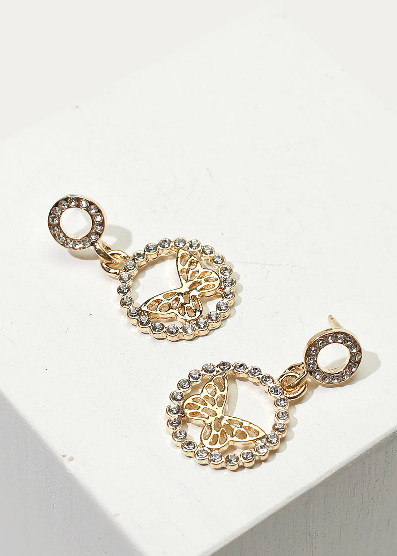 Sparkly Circle & Butterfly Dangle Earrings  JEWELRY - Shop Miss A
