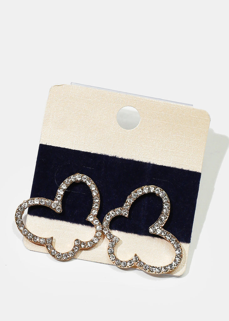 Rhinestone-Studded Butterfly Stud Earrings Gold JEWELRY - Shop Miss A