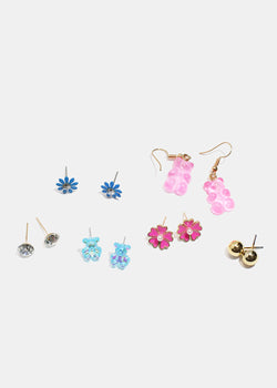 6-Pair Flower & Bear Earrings  JEWELRY - Shop Miss A