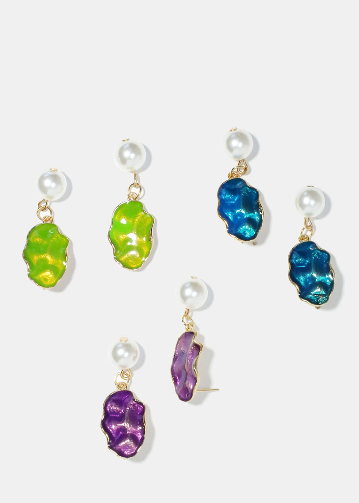 Pearl & Colorful Textured Dangle Earrings  JEWELRY - Shop Miss A
