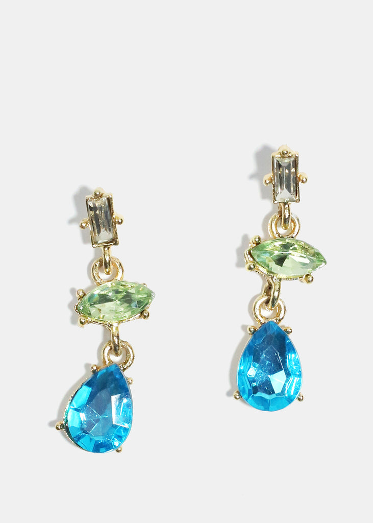 Colorful Gemstone Dangle Earrings Blue/Green JEWELRY - Shop Miss A