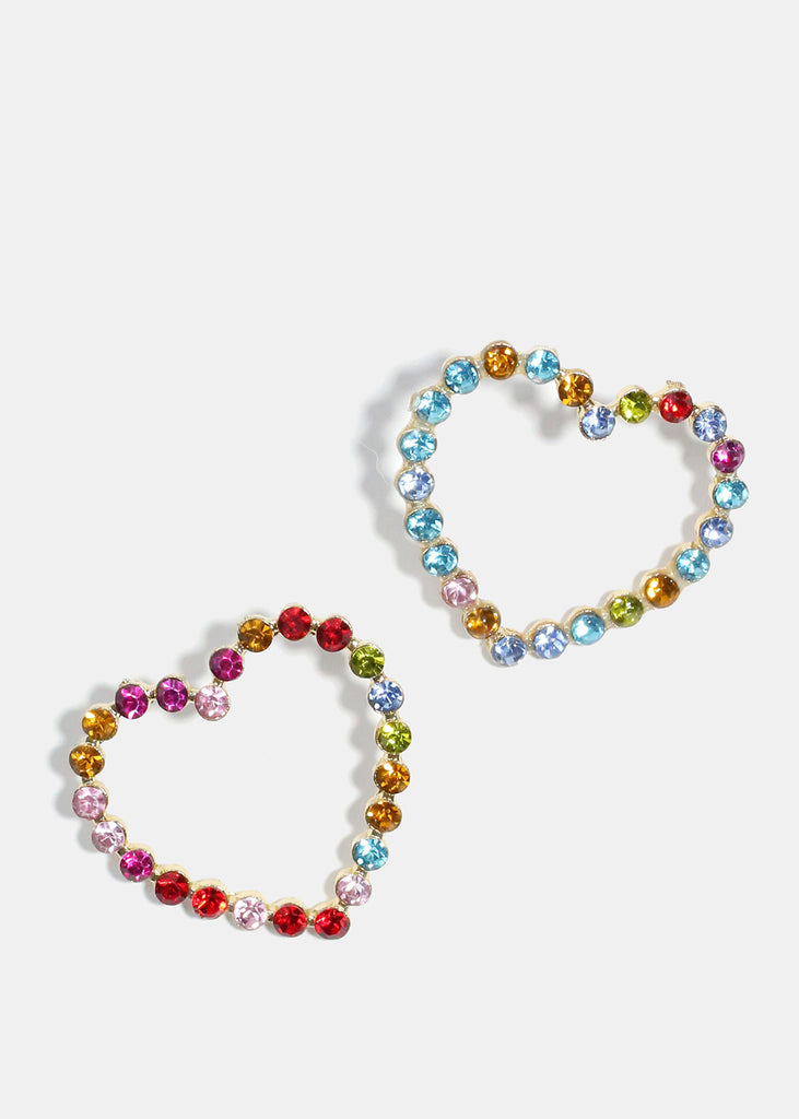Multi-Color Rhinestone Heart Earrings  JEWELRY - Shop Miss A
