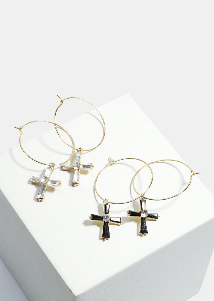 Cross Dangle Hoop Earrings  JEWELRY - Shop Miss A