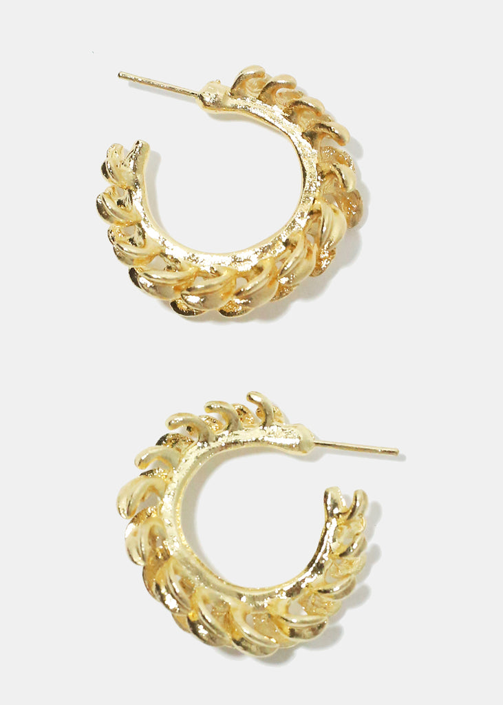 Bay Leaves Small Hoop Earrings Gold JEWELRY - Shop Miss A
