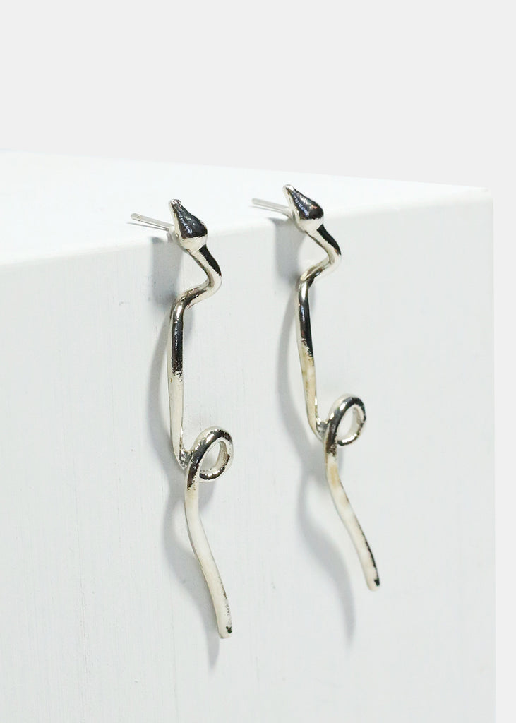 Snake Loop Dangle Earrings Silver JEWELRY - Shop Miss A
