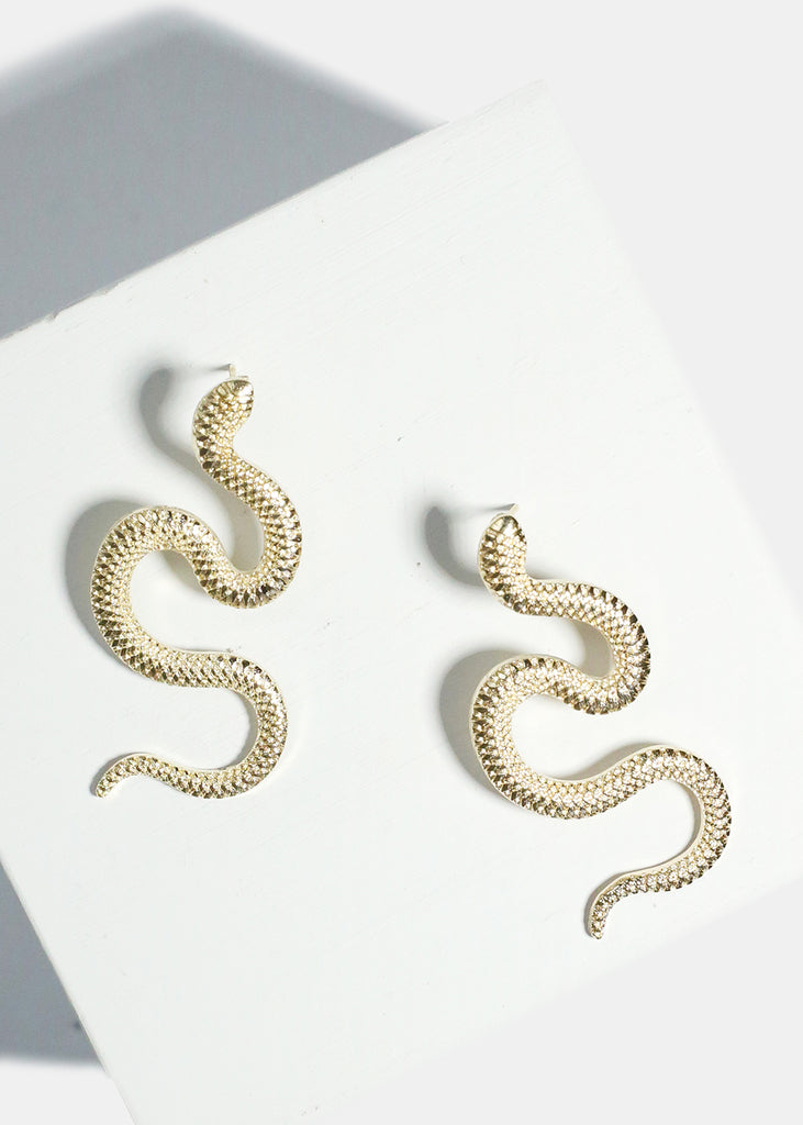Textured Snake Earrings Gold JEWELRY - Shop Miss A