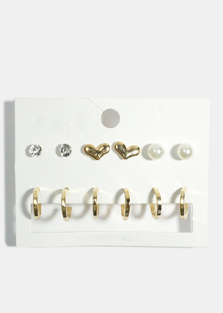 6-Pair Hoop & Stud Earrings Set Gold JEWELRY - Shop Miss A