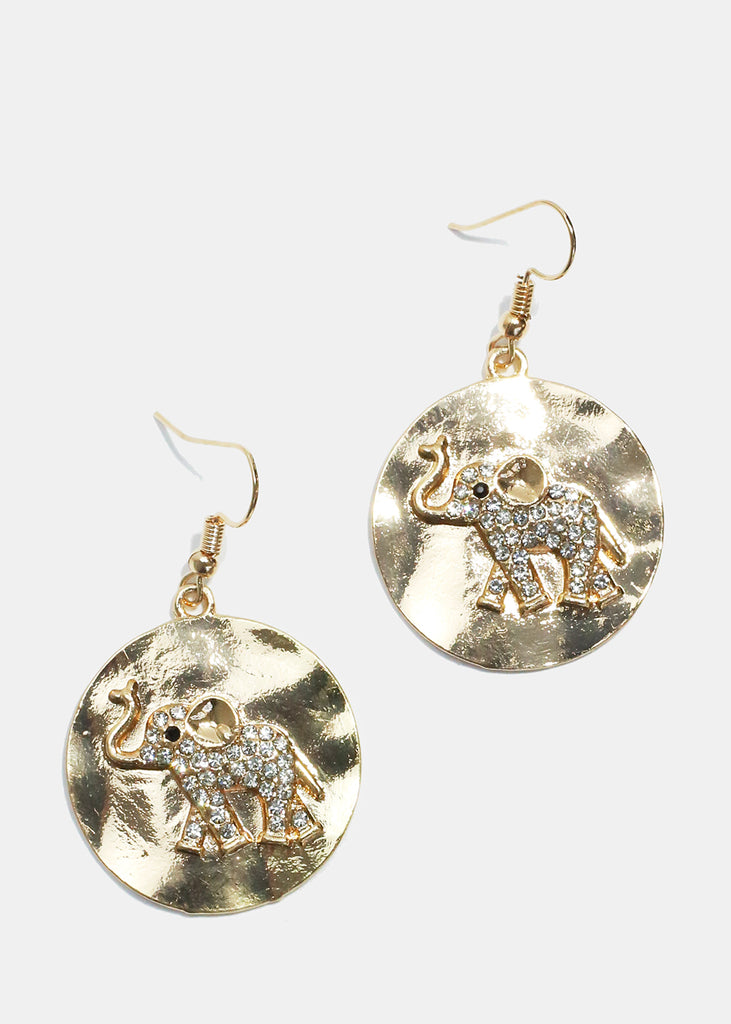 Elephant Disc Earrings Gold JEWELRY - Shop Miss A