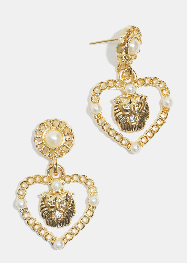 Lion Heart Earrings Gold JEWELRY - Shop Miss A