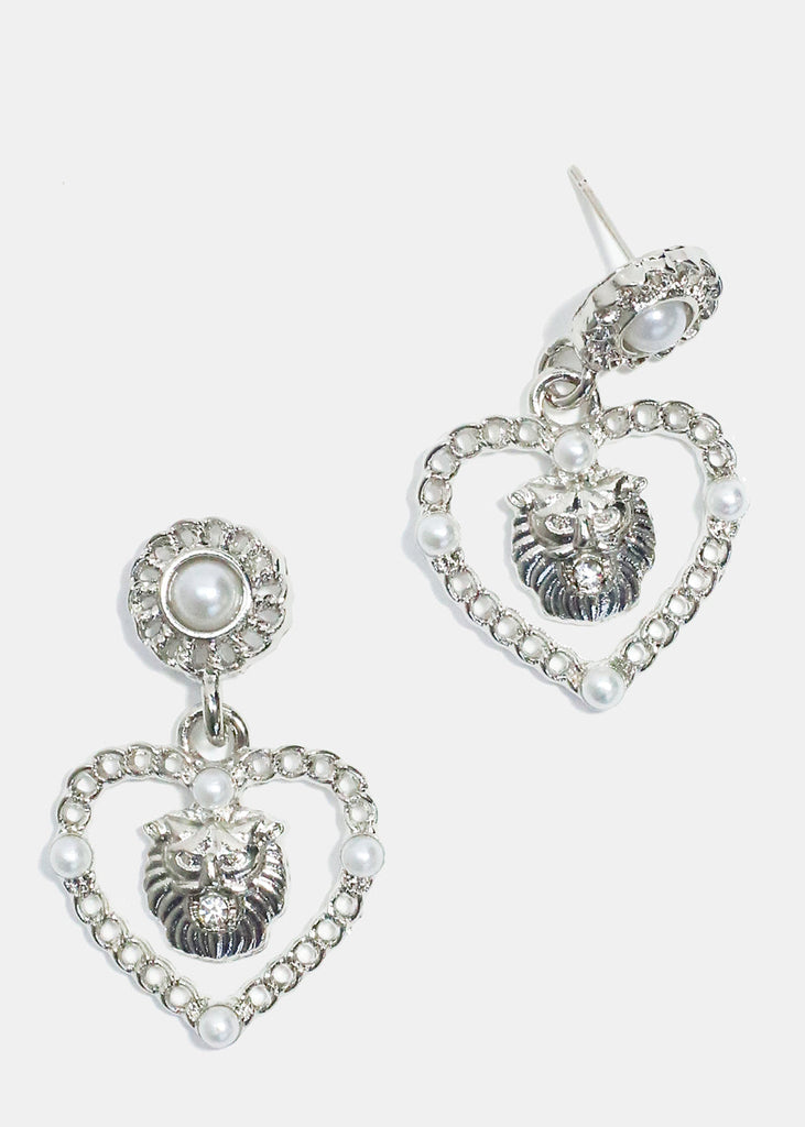 Lion Heart Earrings Silver JEWELRY - Shop Miss A