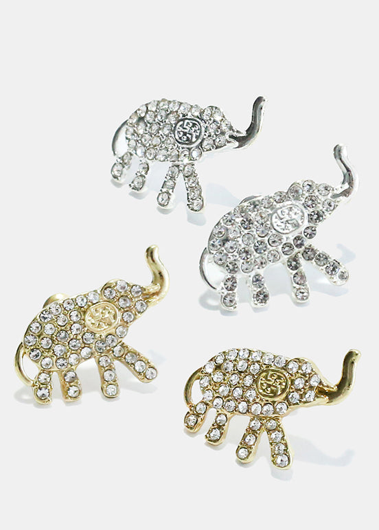 Rhinestone Studded Elephant Earrings  JEWELRY - Shop Miss A